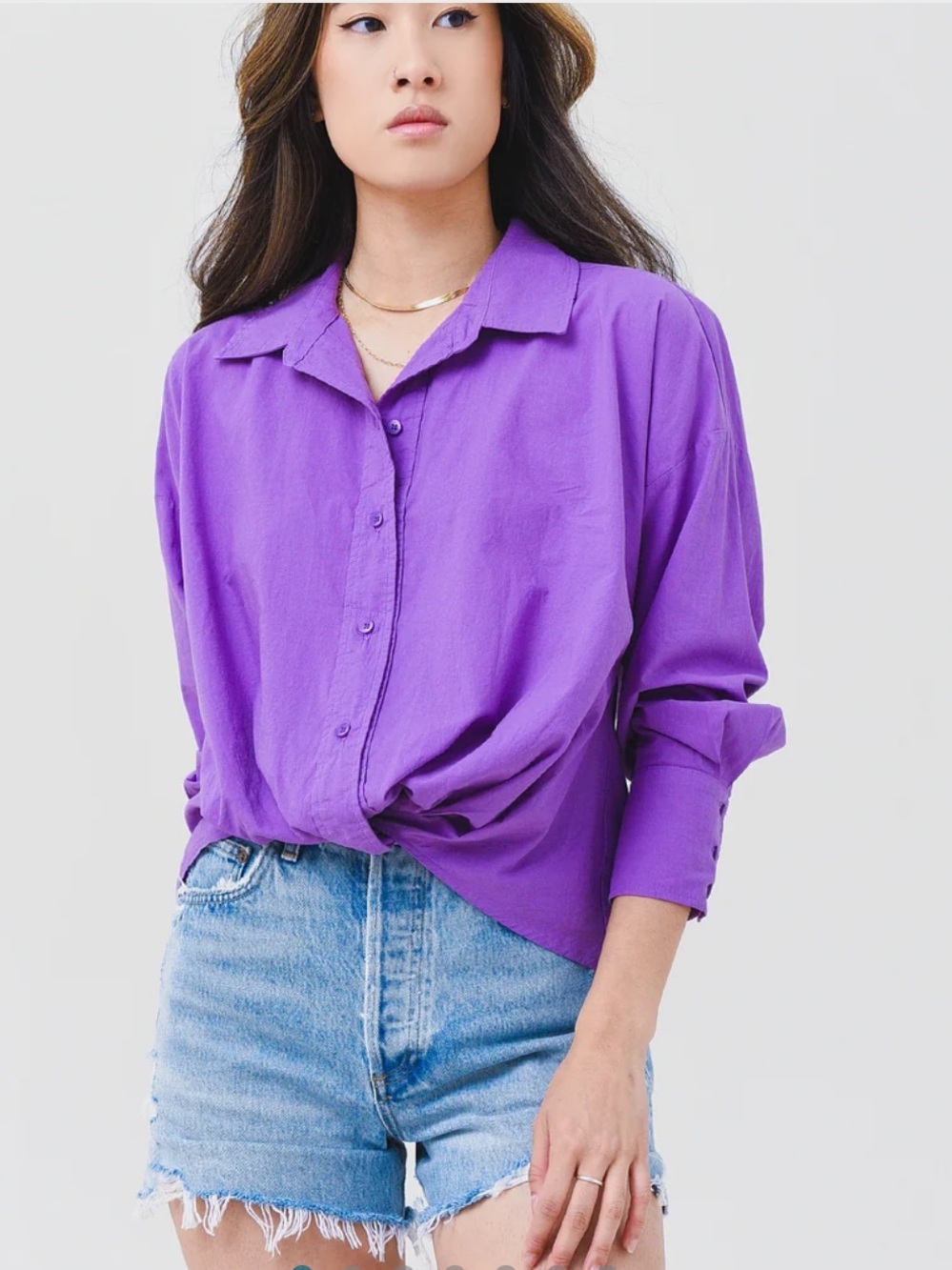 STATESIDE Purple Button-Down Relaxed Shirt